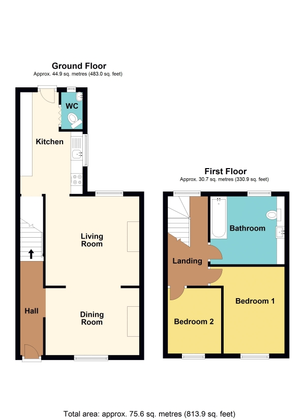 Floor Plan for 2 Bedroom Terraced House for Sale in Coronation Street, Caerphilly - REF#00010563, Trethomas, CF83, 8DL - Guide Price &pound140,000