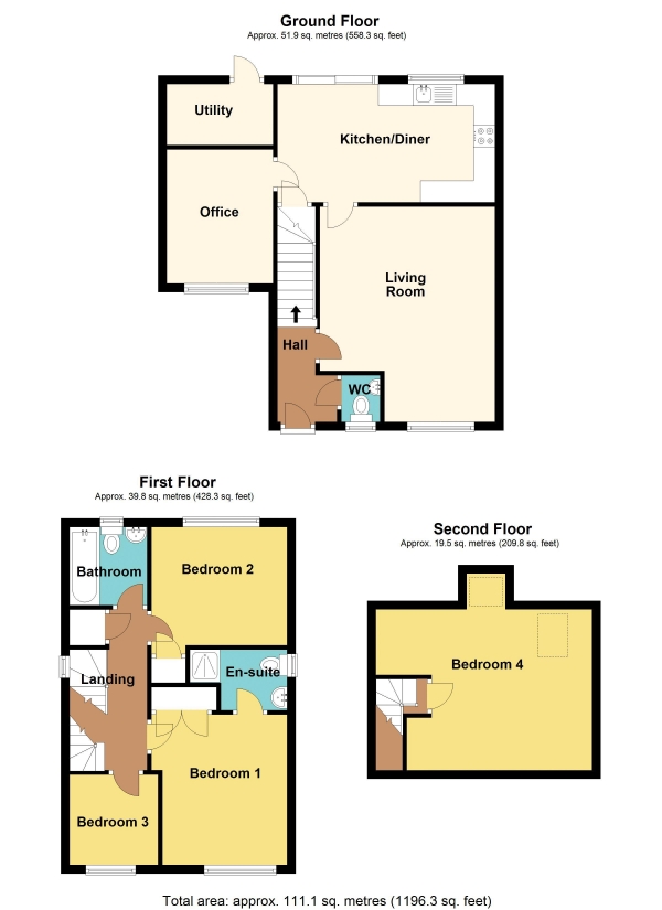 Floor Plan Image for 4 Bedroom Detached House for Sale in Heol Ynys Ddu, Caerphilly - REF#00018514