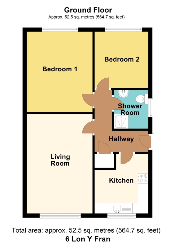 Floor Plan Image for 2 Bedroom Semi-Detached House for Sale in Lon Y Fran, Caerphilly - REF#00019733