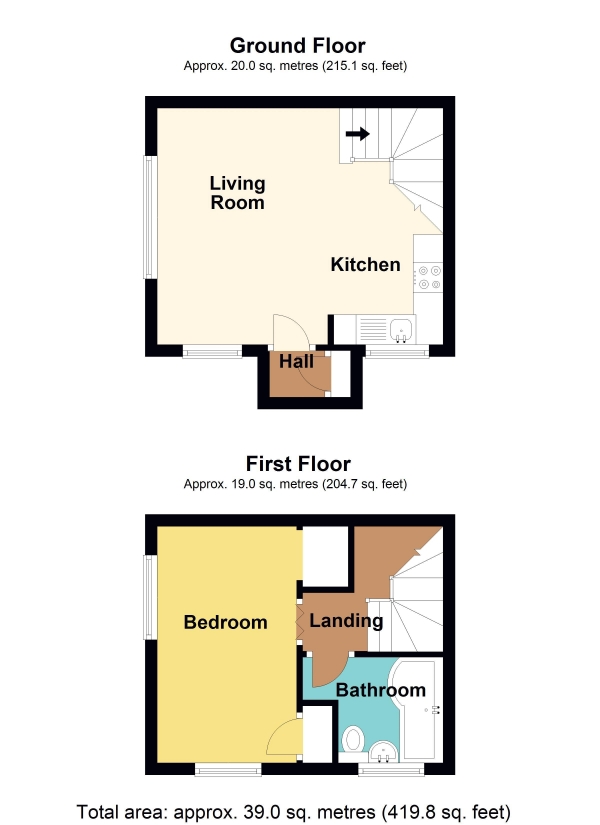 Floor Plan Image for 1 Bedroom Terraced House for Sale in Bryn Nant, Caerphilly - REF#00021184