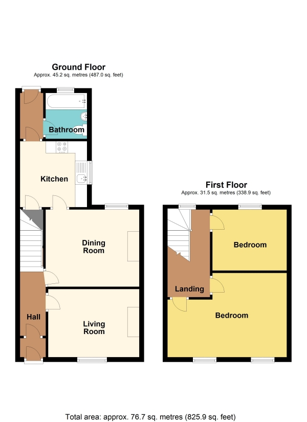 Floor Plan Image for 2 Bedroom Terraced House for Sale in Nantgarw Road, Caerphilly - REF# 00021626