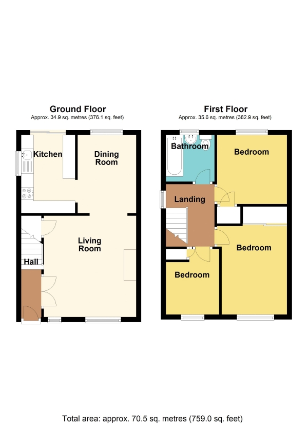 Floor Plan Image for 3 Bedroom Semi-Detached House for Sale in Plas Grug, Caerphilly REF#00021891