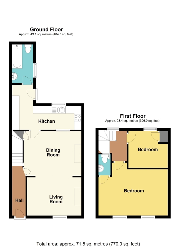 Floor Plan Image for 2 Bedroom Terraced House for Sale in Buttery Terrace, Blackwood - REF# 00022042