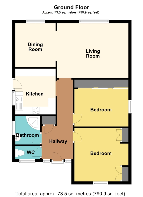 Floor Plan Image for 2 Bedroom Detached House for Sale in Energlyn Close, Caerphilly - REF# 00022107