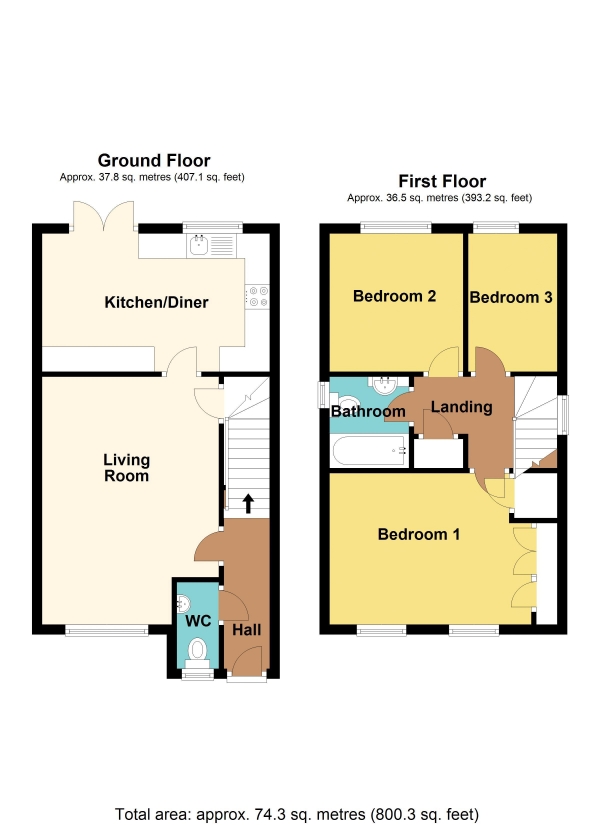 Floor Plan Image for 3 Bedroom Detached House for Sale in Clos Gwastir, Caerphilly - REF#00022286