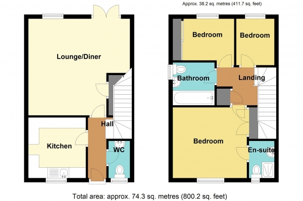 Floor Plan Image for 3 Bedroom Semi-Detached House for Sale in Heol Ysgubor, Caerphilly - REF# 00022535