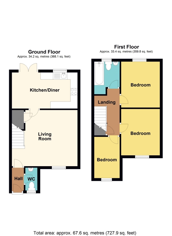 Floor Plan Image for 3 Bedroom Semi-Detached House for Sale in Farm Close, Hengoed - REF# 00022773