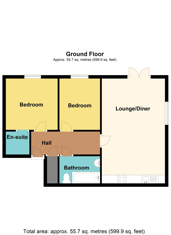 Floor Plan Image for 2 Bedroom Ground Flat for Sale in Sword Hill, Caerphilly - REF# 00022902