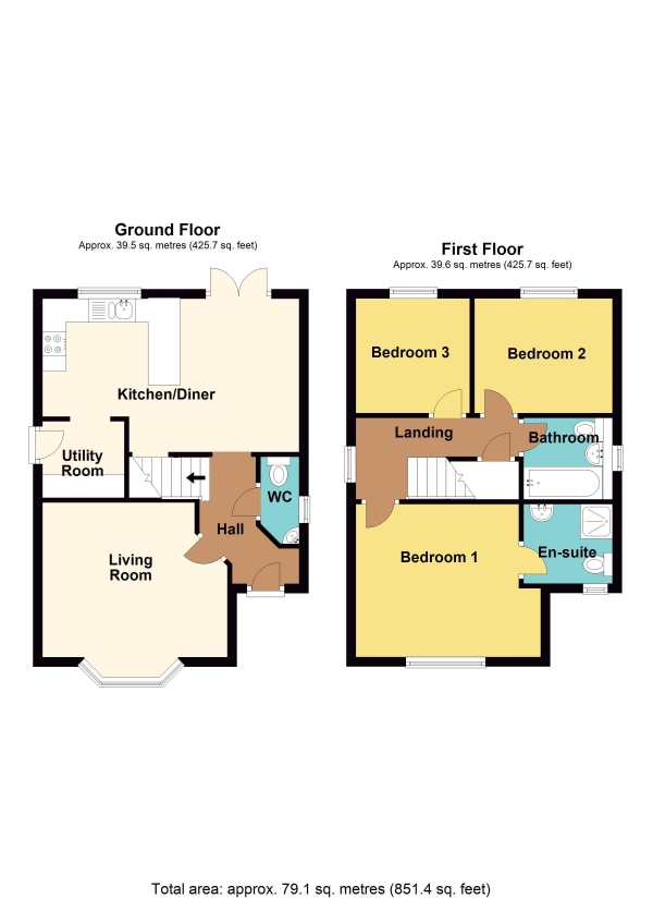 Floor Plan Image for 3 Bedroom Detached House for Sale in Cae Melyn, Hengoed - REF#00023076