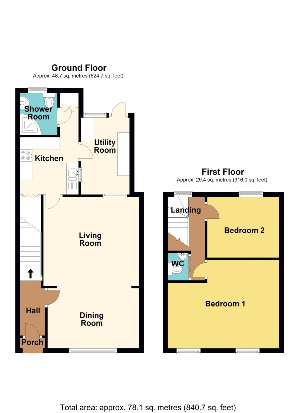 Floor Plan Image for 2 Bedroom Terraced House for Sale in Nantgarw Road, Caerphilly - REF#00023183