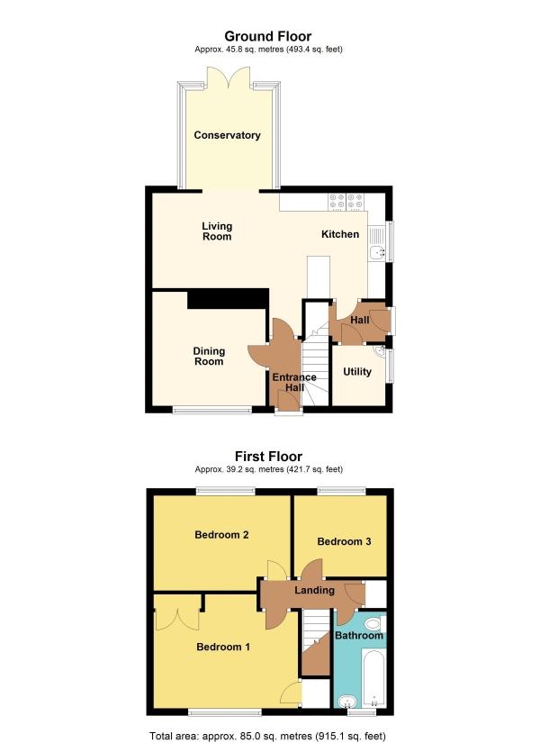 Floor Plan Image for 3 Bedroom Semi-Detached House for Sale in Llanfabon Drive, Caerphilly - REF#00023317