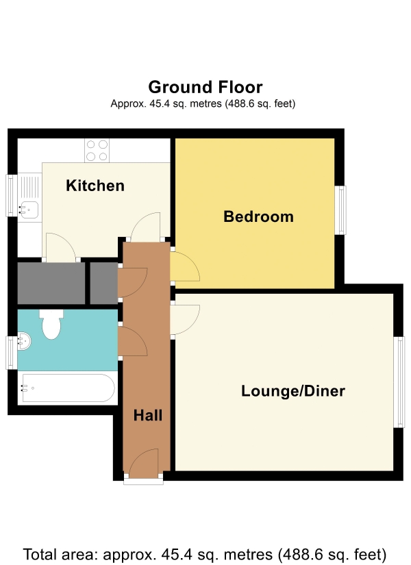 Floor Plan Image for 1 Bedroom Ground Flat for Sale in Small Meadow Court, Caerphilly