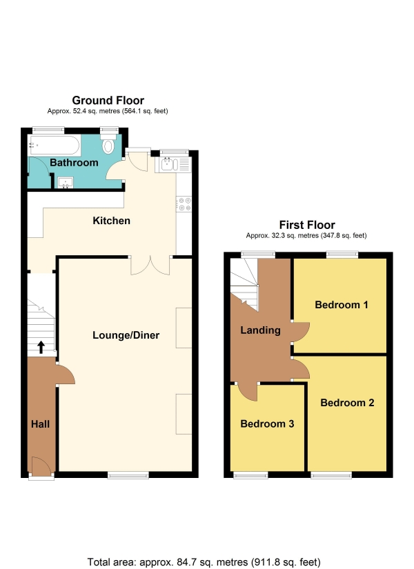 Floor Plan Image for 3 Bedroom End of Terrace House for Sale in Thomas Street, Caerphilly - REF#00023596