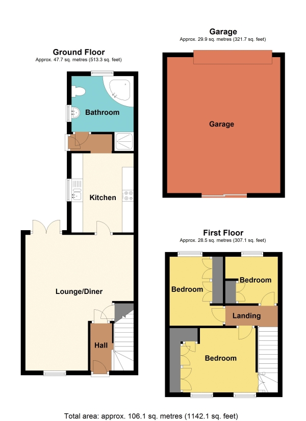 Floor Plan Image for 3 Bedroom Terraced House for Sale in Moorland Road, Bargoed