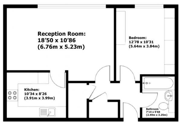 Floor Plan Image for 1 Bedroom Flat for Sale in Roger Dowley Court, Bethnal Green, London E2