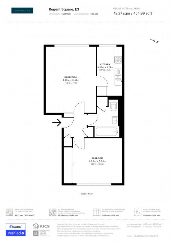 Floor Plan Image for 1 Bedroom Flat for Sale in Regent Square, Bow, London E3