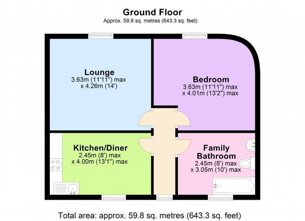 Floor Plan Image for 1 Bedroom Flat to Rent in High Street, Holbeach