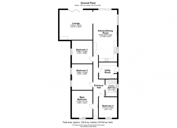 Floor Plan Image for 4 Bedroom Detached Bungalow for Sale in Harwood Avenue, Holbeach