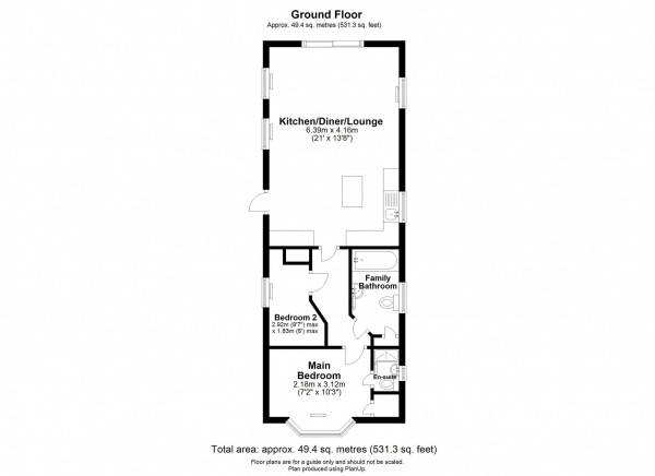 Floor Plan Image for 2 Bedroom Mobile Home for Sale in Silverhill Holiday Park, Lutton Gowts