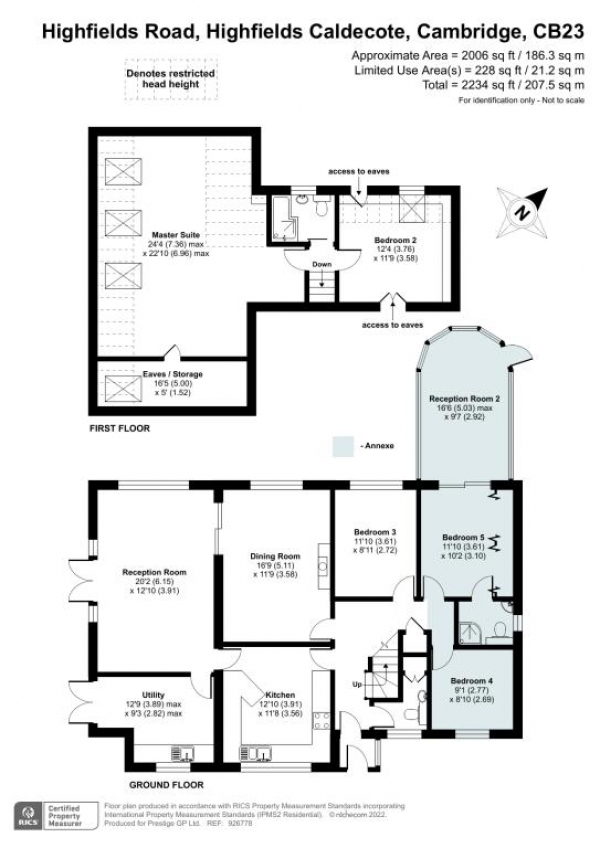 Floor Plan Image for 5 Bedroom Detached Bungalow for Sale in 115a Highfields Road,Highfields Caldecote,Cambridge