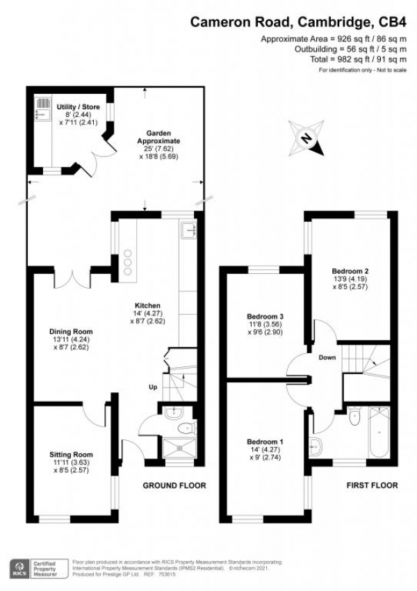 Floor Plan Image for 3 Bedroom Terraced House for Sale in 50 Cameron Road,Cambridge