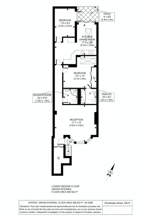 Floor Plan Image for 2 Bedroom Flat for Sale in Wharfedale Street,London