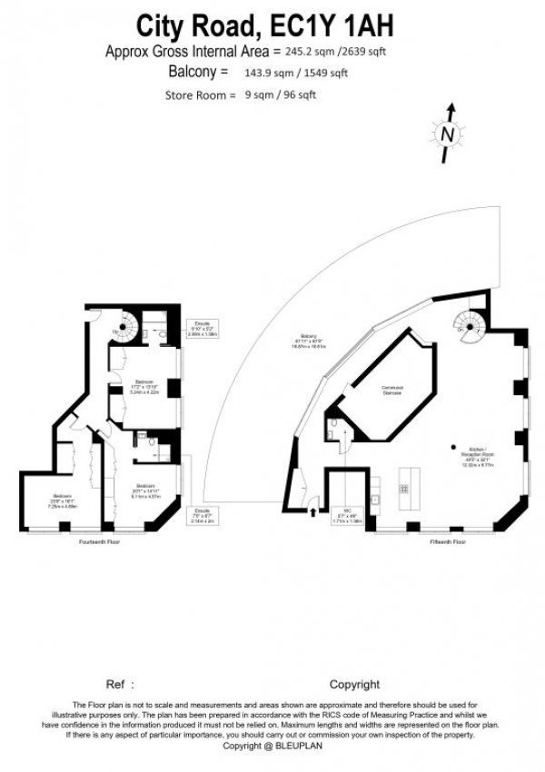 Floor Plan Image for 3 Bedroom Penthouse for Sale in The Penthouse, Bezier Apartments, EC1Y 1AH