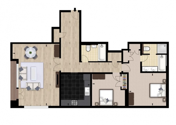 Floor Plan Image for 2 Bedroom Apartment to Rent in 39 Westferry Circus,39 Westferry Circus,London