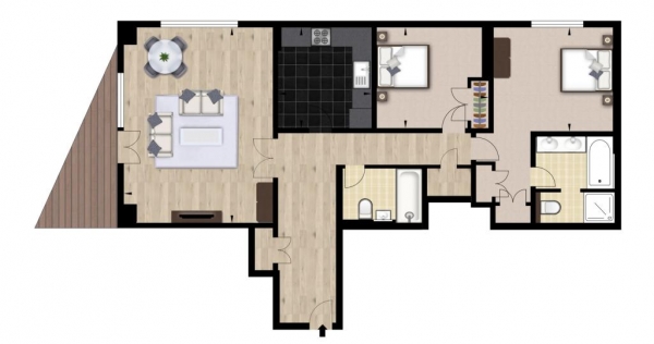 Floor Plan Image for 2 Bedroom Apartment to Rent in 39 Westferry Circus,39 Westferry Circus,London