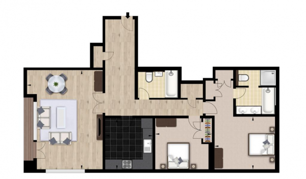 Floor Plan for 2 Bedroom Apartment to Rent in Westferry Circus, London, E14, 8RW - £935  pw | £4052 pcm