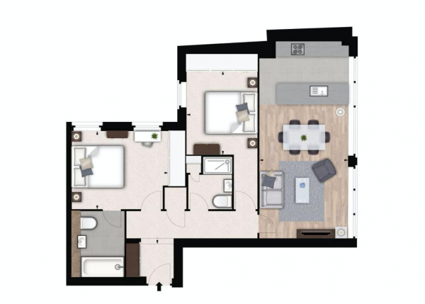 Floor Plan Image for 2 Bedroom Apartment to Rent in Fulham Road, London