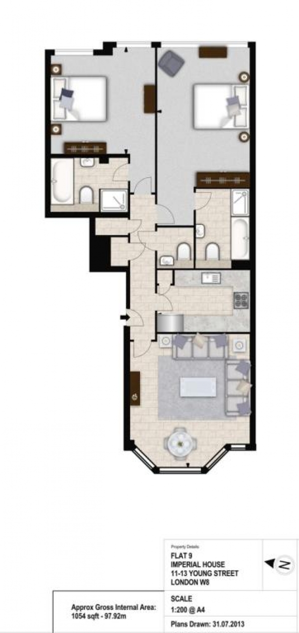 Floor Plan Image for 2 Bedroom Apartment to Rent in 11-13 Young Street,11-13 Young Street,London