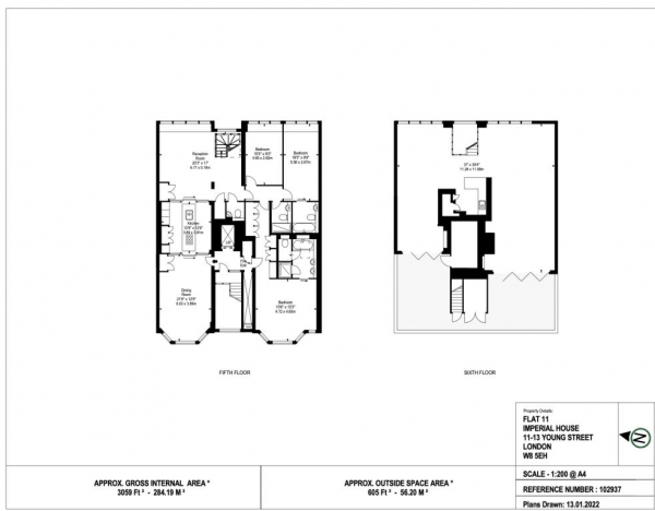 Floor Plan Image for 3 Bedroom Penthouse to Rent in 11-13 Young Street,11-13 Young Street,London