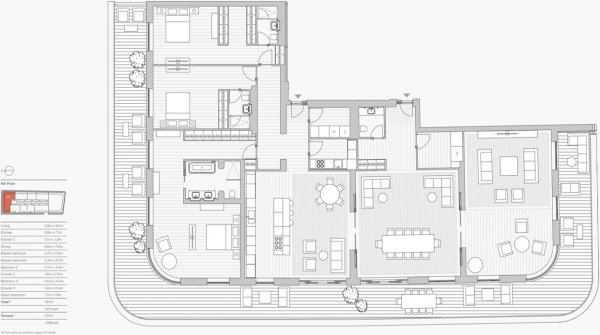 Floor Plan for 3 Bedroom Penthouse for Sale in Marylebone High Street, London, W1U, W1U, 4RD -  &pound27,000,000