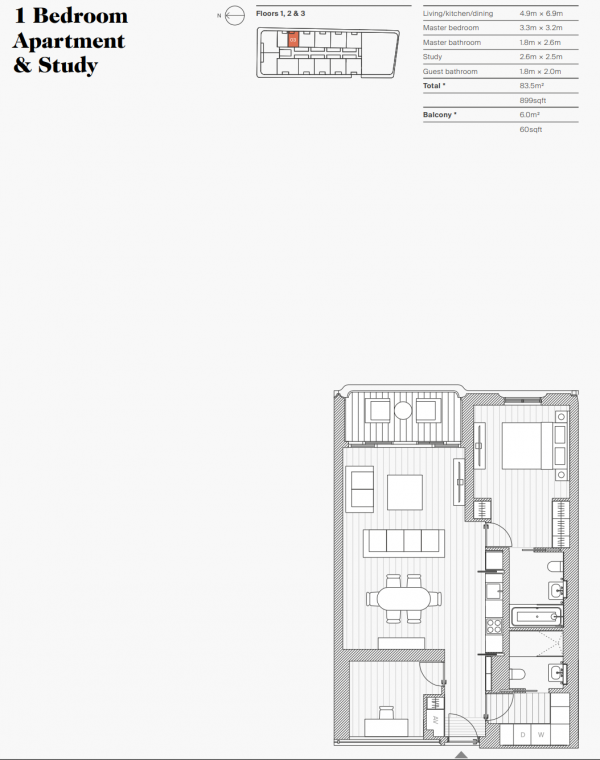 Floor Plan for 1 Bedroom Flat for Sale in Moxton Street, Marylebone Lane, London, W1U, W1U, 4EW -  &pound3,860,000