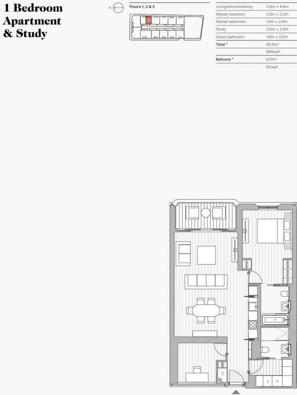 Floor Plan Image for 1 Bedroom Flat for Sale in Marylebone Square, Marylebone Lane, London, W1U