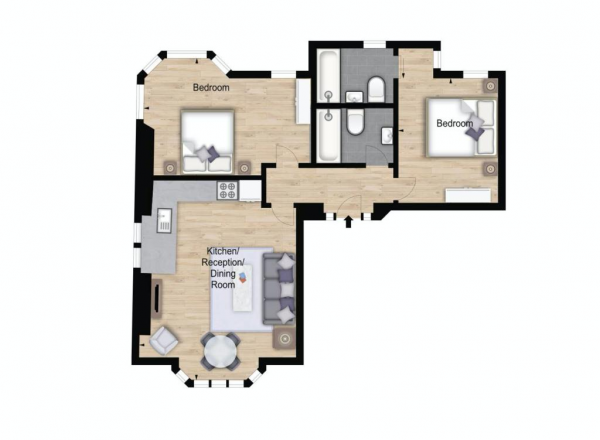 Floor Plan Image for 2 Bedroom Apartment to Rent in Ravenscourt Park, London W6