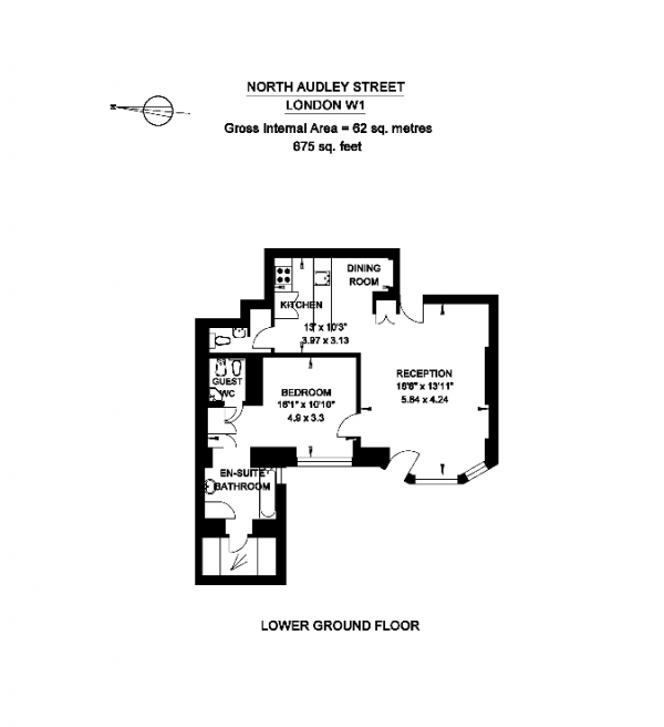 Floor Plan Image for 1 Bedroom Apartment to Rent in North Audley Street,London