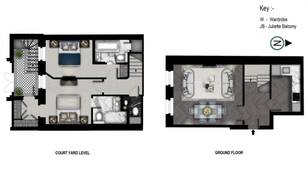 Floor Plan Image for 2 Bedroom Duplex to Rent in Prince of Wales Terrace, London W8