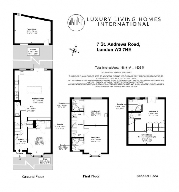 Floor Plan Image for 4 Bedroom End of Terrace House for Sale in St. Andrews Road, London, W3