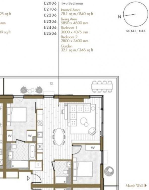 Floor Plan Image for 2 Bedroom Flat for Sale in Marsh Wall, London, E14