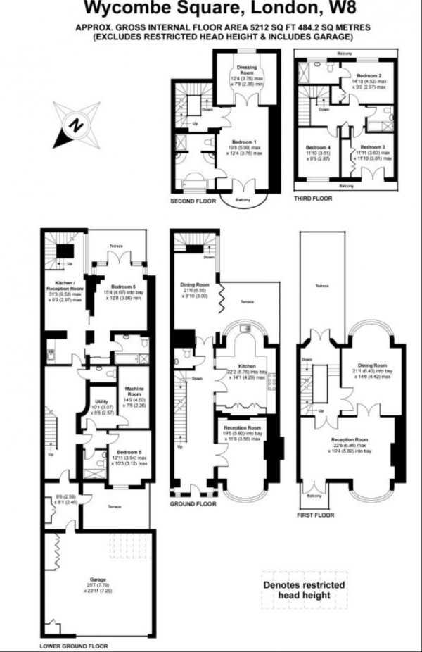 Floor Plan for 5 Bedroom End of Terrace House for Sale in Wycombe Square,London, W8, 7JD -  &pound9,000,000