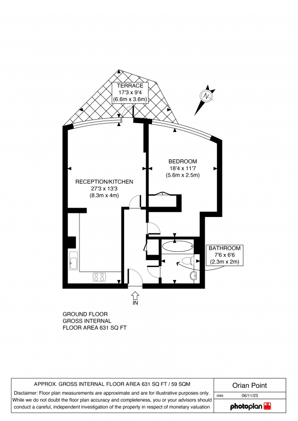 Floor Plan Image for 1 Bedroom Apartment for Sale in Orion Point, 7 Crews Street, London