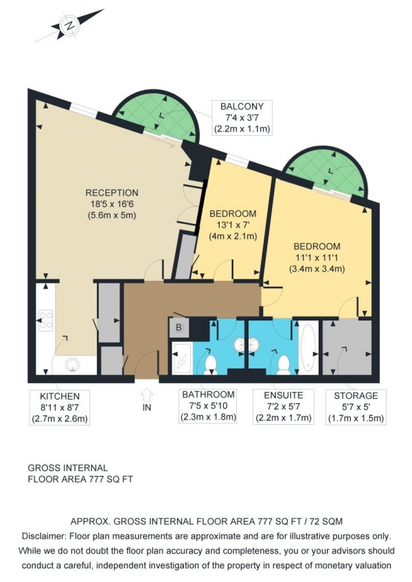 Floor Plan Image for 2 Bedroom Apartment for Sale in Cascades Tower, 4 Westferry Road, London