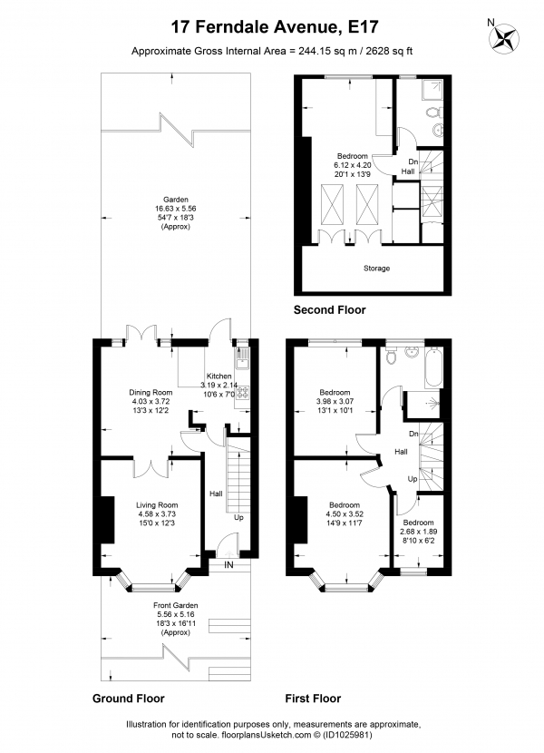 Floor Plan Image for 4 Bedroom Property to Rent in Ferndale Avenue, London