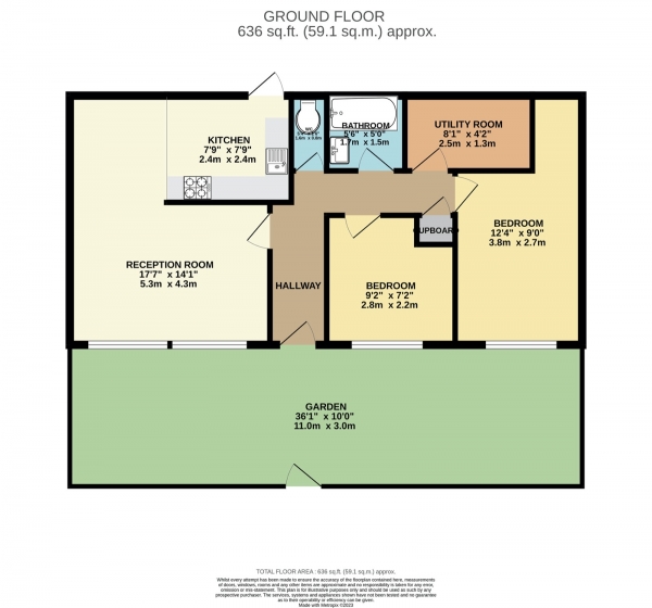 Floor Plan Image for 2 Bedroom Ground Flat for Sale in Johns Place, London