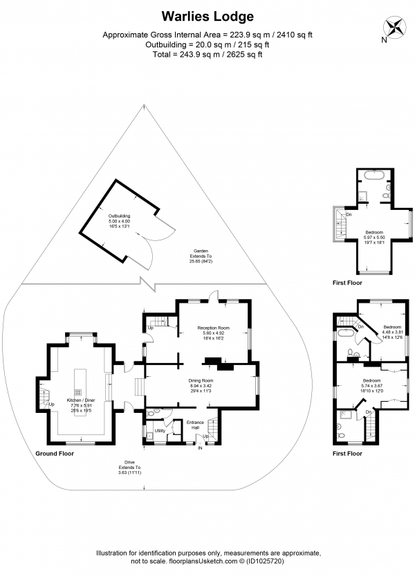 Floor Plan Image for 3 Bedroom Detached House for Sale in The Lodge, Horseshoe Hill, Waltham Abbey, Essex