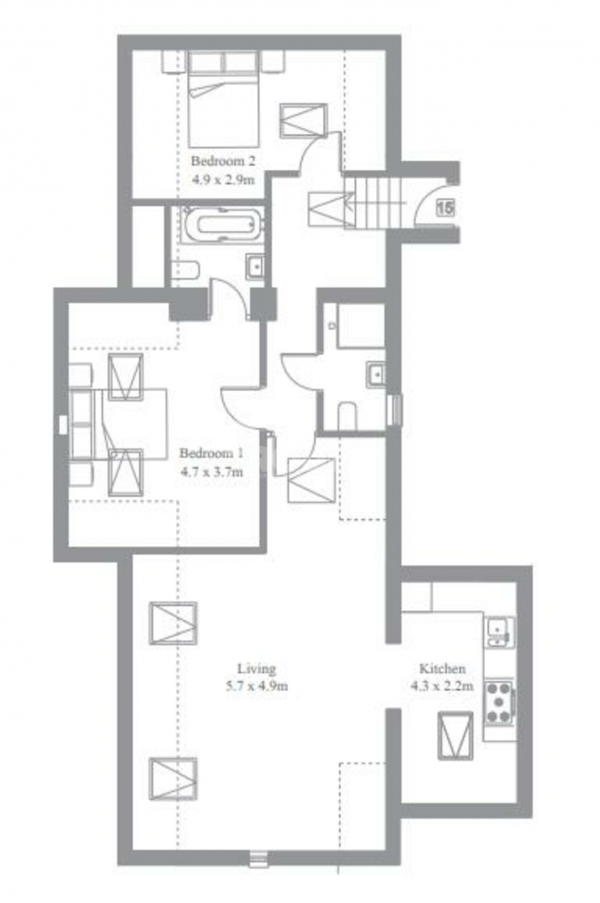 Floor Plan Image for 2 Bedroom Flat for Sale in Apartment 15, Elm Bank, 9 North Avenue, Coventry, West Midlands