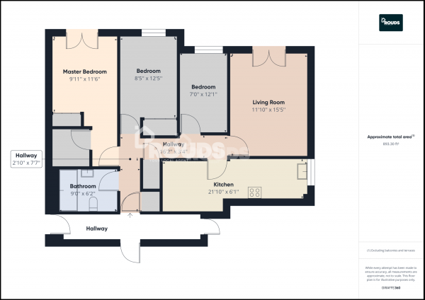 Floor Plan Image for 3 Bedroom Flat to Rent in Warwick Park Court, Solihull, West Midlands