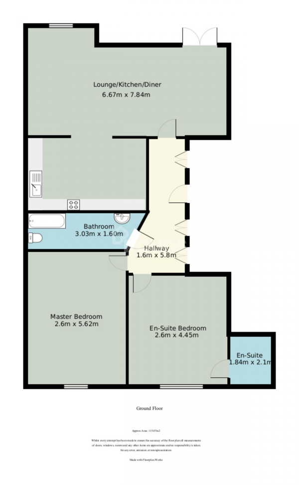 Floor Plan Image for 2 Bedroom Flat to Rent in Waters Edge, Waterside, Dickens Heath, Shirley, Solihull, West Midlands